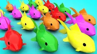 Learn Colors 3D Sand Rainbow Fish For Kids | Colours Animals Slide Water For Children Toddlers