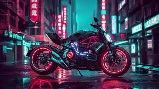 Cyberpunk Bike, Neon Night City, Synthwave Aesthetic, Glow Motorcycle