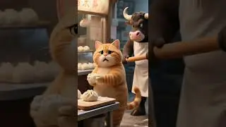 Orange cat steals dumplings at buffalo re&eacute;taurant  #cat #aicat #fatcat #orangecat #animals