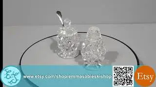 Nice c1970s Moulded Glass Salt/Mustard and Pepper Set