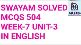 504 ENGLISH SWAYAM SOLVED MCQS WEEK-7 UNIT-3