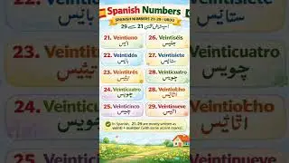 Spanish Numbers 21 to 29 with Urdu | Learn Spanish Counting Easily