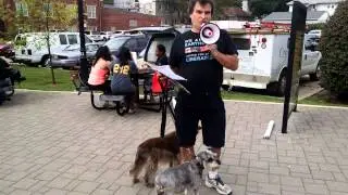 Farmers Market protest, funny interaction with heckler