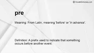 pre Meaning