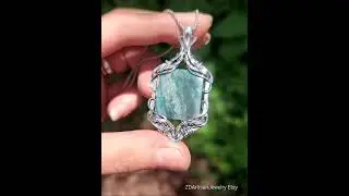 👑Contessa. Rare empress teal blue opalized wood silver handmade fantasy edwardian pendant