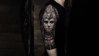 Black and White Tattoo, Queen of Death ☠️💀🎨💉. #tattoos #tattoo #skulltattoo ##shorts