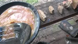 Panning out the Gold Ore samples we just crushed up