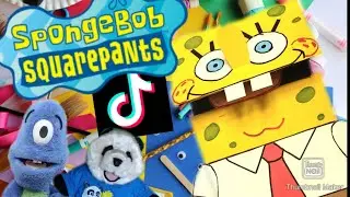 HOW TO MAKE a SPONGEBOB PAPER BAG PUPPET? TIKTOK LIVE FT. BLOOOB & PANN PANN | JustinTalksPuppets