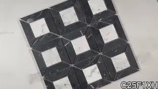 Marble Online - Carrara White Marble 2 inch Square Doheny Mosaic Tile w/ Nero Marquina Black Honed