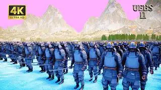 BATTLE ON THE FROZEN RIVER. 4 TEAMS WITH TWO ARMIES EACH. EPIC BATTLE ROYALE. | UEBS 2