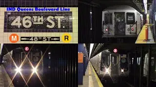 IND Queens Boulevard Line: (M)(R) & NIS Trains at 46 St [R42,R160A,R160B] - NYC