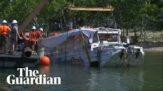 The Missouri boat that capsized being pulled out of the water
