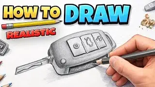 Realistic Car Key Drawing | Easy step by step