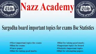Sargodha board important topics for exams Bsc Statistics