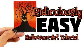 HALLOWEEN SPECIAL || QUICK & EASY Art Tutorial&bull; CREEPY TREE Acrylic Painting &bull;  SPOOKTOBER SERIES #1