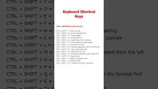 CTRL + Shift Shortcut Key