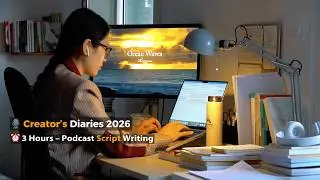 Study With Me - 3 HOURS Deep Work | Podcast Script Writing (Typing and Ocean Waves)