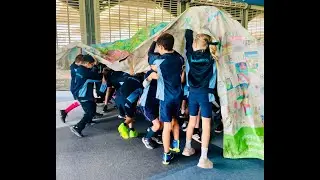 A GIANT banner of kids' tree drawings on a world tour - 533 of 2,629 of them from Beaumaris PS!
