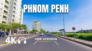 Sunrise Drive from Tuek Thla to Prek Pnov in Phnom Penh City | 4K HDR |Camboia Drive Tour