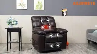 Triple Motor Infinite Position Power Lift Recliner Chair W/ Massage and Heating, Genuine Leather