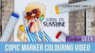Copic Marker Colouring Uptown Girl Lainie on the Lounger Stamping Bella Rubber Stamp