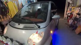 Hooking up underglow and 4 Hella 500 Rally Lights on my Smart Fortwo (Time lapse)