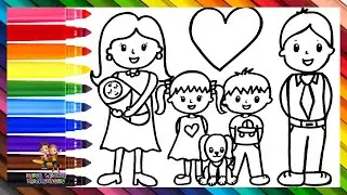 Zeichne und male eine Familie 👩👨👧👦👶🐶🌈 Zeichnungen für Kinder