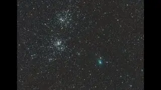 Comet C/2017 T2 at the Double cluster in Perseus