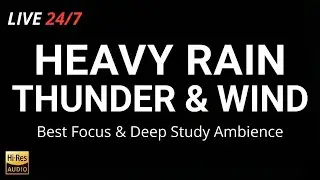 🔴 Rain Sounds Pink Noise | Distant Thunder with Wind for Deep Focus