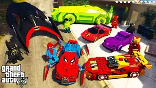 GTA 5 - Stealing LEGO SUPERHERO CARS With Franklin | (Real Life Cars #142)
