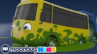 Oh No! Buster&rsquo;s Stuck in the Slimy Green Puddle | Cars, Trucks & Vehicles Cartoon | Moonbug Kids