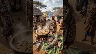 TRIBAL FOOD LIFE! Cooking with African Tribes 🍲 Primitive Village Feast #primitivecooking  #africa