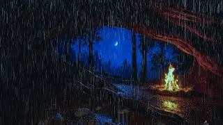 Night Forest Rainfall 🌧️ Cozy Cabin Ambience for Deep Rest