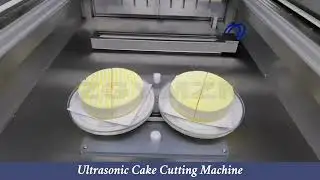 Ultrasonic double cake cutting machine #bakerymachine #cake #cakecutting