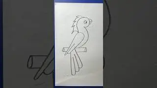 Easy and simple bird drawing with number 2