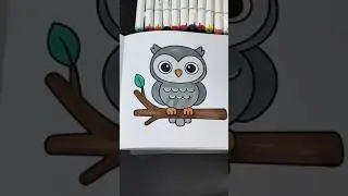 Smooth kawaii owl drawing 🦉 ASMR#asmr #art #drawing #shorts #kawaii