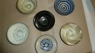 Some simple underglaze pottery slip decoration ideas on some small bowls