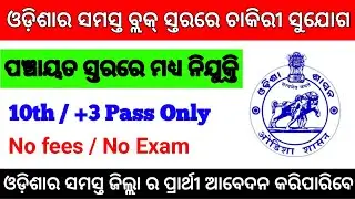 Odisha Village level Job ! Odisha block level Job 2020 ! Odisha Govt Job ! Odisha Job update daily