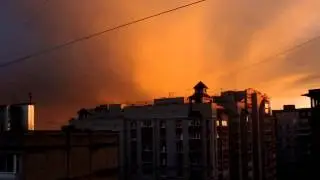 The beautiful red sunset (fire color). Огненный закат солнца во Владимире.