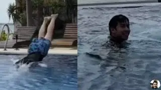 SB19 Justin Jumped into Pool While Doing Moonlight Dance Challenge