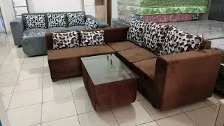 PILIH SOFA SUDUT MINIMALIS MODERN WARNA ABU-ABU ATAU COKLAT