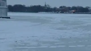 View of the frozen city lake COLD JANUARY 2026