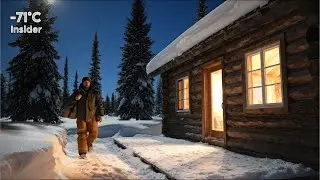 24 Hours Surviving in the Snowstorm in the Mini Cabin Log | Surviving in &minus;60&deg;F