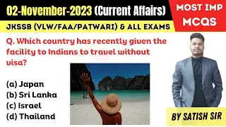 Todays (02-November-2023) current affairs mcq for jkssb | current affairs for jkssb by satish sir.