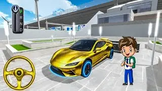 New Golden Ev Tesla Car Parking in Villa&ndash;3d driving class 2025&ndash;Tesla car driving in city Road#cars