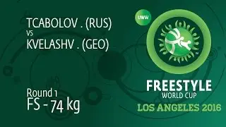 Round 1 FS - 74 kg: K. TCABOLOV (RUS) df. J. KVELASHVILI (GEO) by TF, 10-0