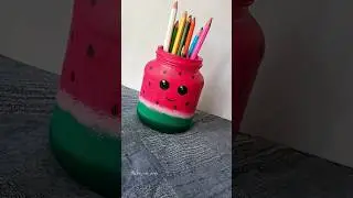 😍🍉👌  #watermelon #penholder #watermelonbottleart #glassjarpainting #acrylicpainting #diy #easycraft
