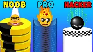 NOOB vs PRO vs HACKER vs GOD - stack ball - Blast through platform gameplay walkthrough 2021