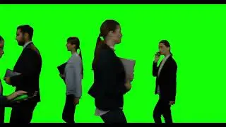 Businesspeople walking against 4K green screen footage