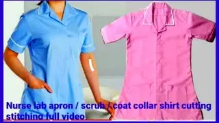 Nurse coat collar shirt cutting stitching full video in tamil / lab apron / scrub / dress tailor